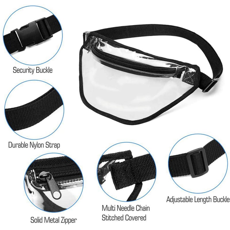 BuyAgain Clear Fanny Pack, BuyAgain Clear Transparent Waterproof Stadium Approved Waist Fashion Pouch Bag for Women Men Concerts Work office Sports Travel and Daily Use - Image 3
